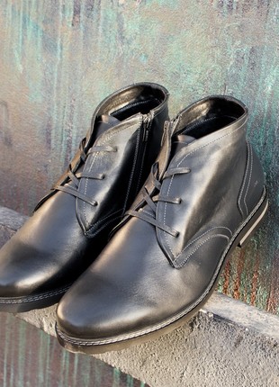 Black classic men's leather boots, large size. Berg z 68 photo