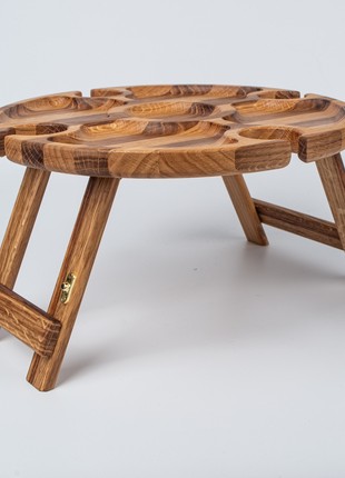 Wine Wooden Portable Picnic Table - Outdoors Cheese and Snack Tray - Wooden Gift Present