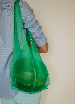 Tote bag of mesh  with long handles,  handmade. Shopper bag, packing.