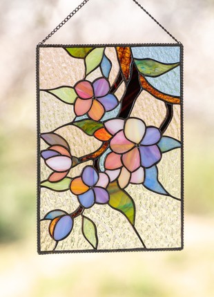 Cherry blossom stained glass window panel3 photo