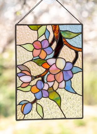 Cherry blossom stained glass window panel4 photo