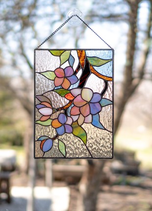Cherry blossom stained glass window panel1 photo