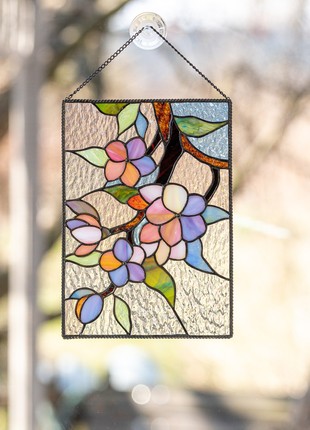 Cherry blossom stained glass window panel6 photo