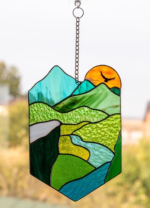Sunset stained glass window hangings