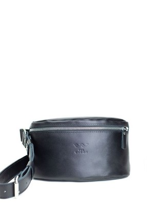 Black leather belt bag The Wings TW-BeltBag-black-ksr1 photo