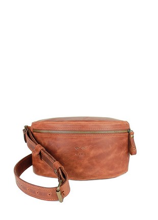 Leather waist bag light brown vintage The Wings TW-BeltBag-kon-crz3 photo