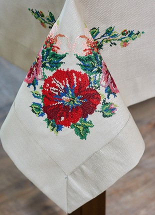 Embroidered tablecloth "Hollyhock" 2.40*1.40m 671-18/00