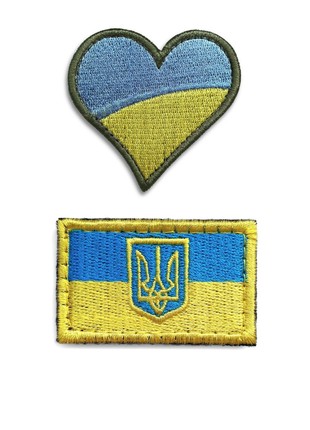 Set of 2 Patriotic Ukrainian Chevrons - Velcro Fastening, Flag and Heart-Shaped Design1 photo