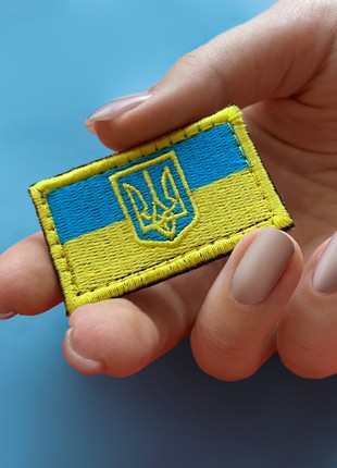 Set of 2 Patriotic Ukrainian Chevrons - Velcro Fastening, Flag and Heart-Shaped Design8 photo