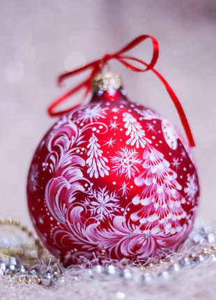 Reindeer Ornament, Red and White Scandinavian Christmas Ornament3 photo