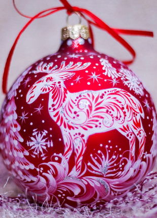Reindeer Ornament, Red and White Scandinavian Christmas Ornament5 photo