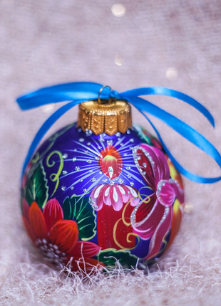 Christmas Themed Ornament, Colorful Personalized Glass Bauble - Family Gift2 photo