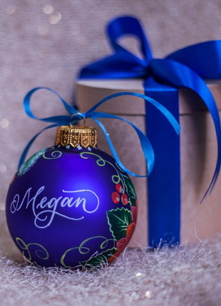 Christmas Themed Ornament, Colorful Personalized Glass Bauble - Family Gift3 photo
