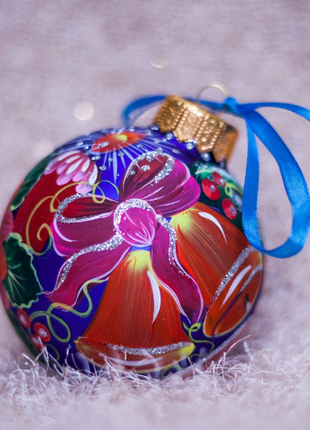 Christmas Themed Ornament, Colorful Personalized Glass Bauble - Family Gift5 photo