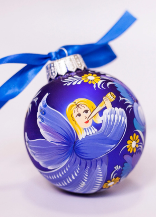 Blue Angel white flowers Christmas ornament Personalized hand painted3 photo