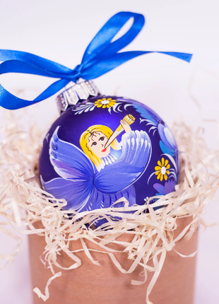 Blue Angel white flowers Christmas ornament Personalized hand painted5 photo