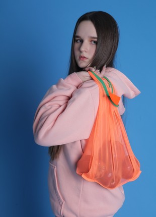 Tote bag of mesh, handmade. shopper bag, packing.5 photo