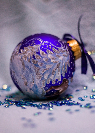 Baby 1st Christmas Hand Painted Glass Ornament, Reindeer Bauble4 photo