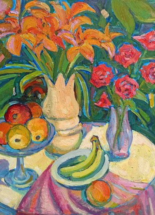 Oil painting Still life with lilies Peter Tovpev nDobr11